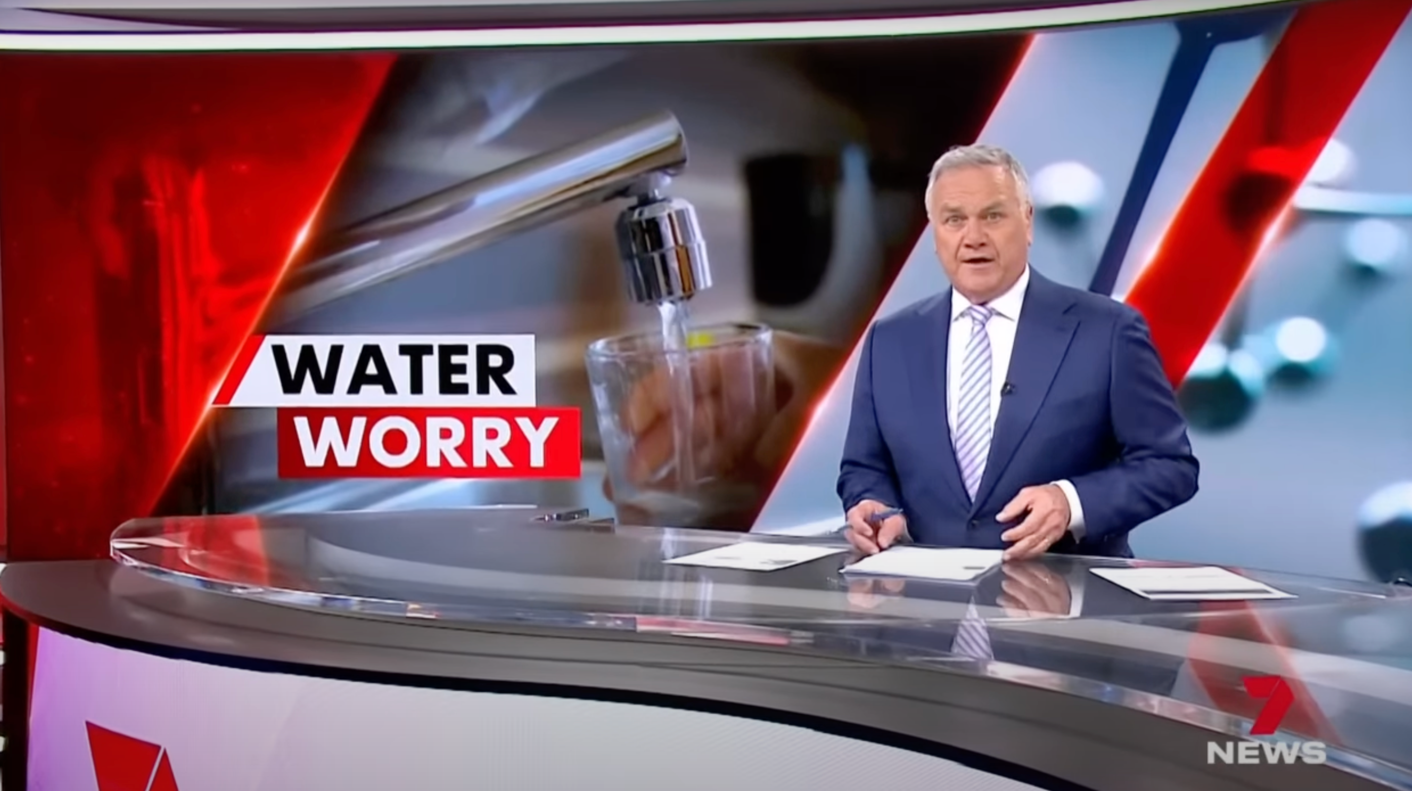 Load video: 7 news report on PFAS found in Melbourne tap water in 2024.